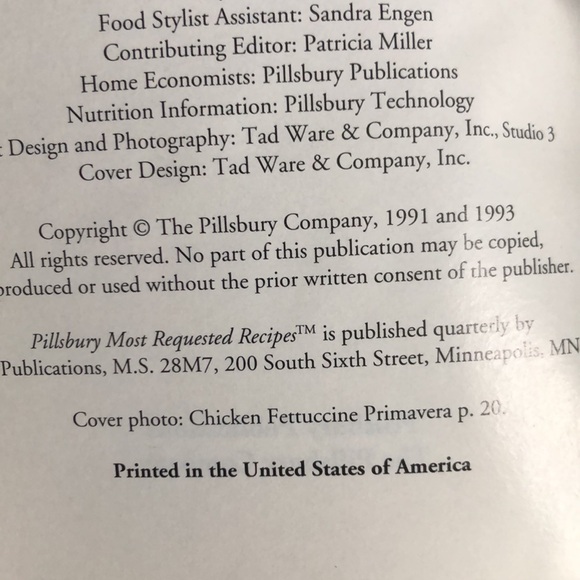 Pillsbury Most Requested Recipes: Chicken & Fish Cookbook - 1991 - Picture 2 of 9